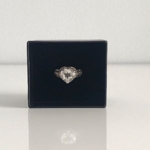 COPY - NWOT 925 Sterling Silver White Quartz & Topaz Heart Ring Y2K